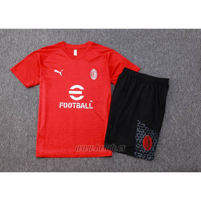 Chandal del AC Milan Manga Corta 2023-2024 Rojo - Pantalon Corto